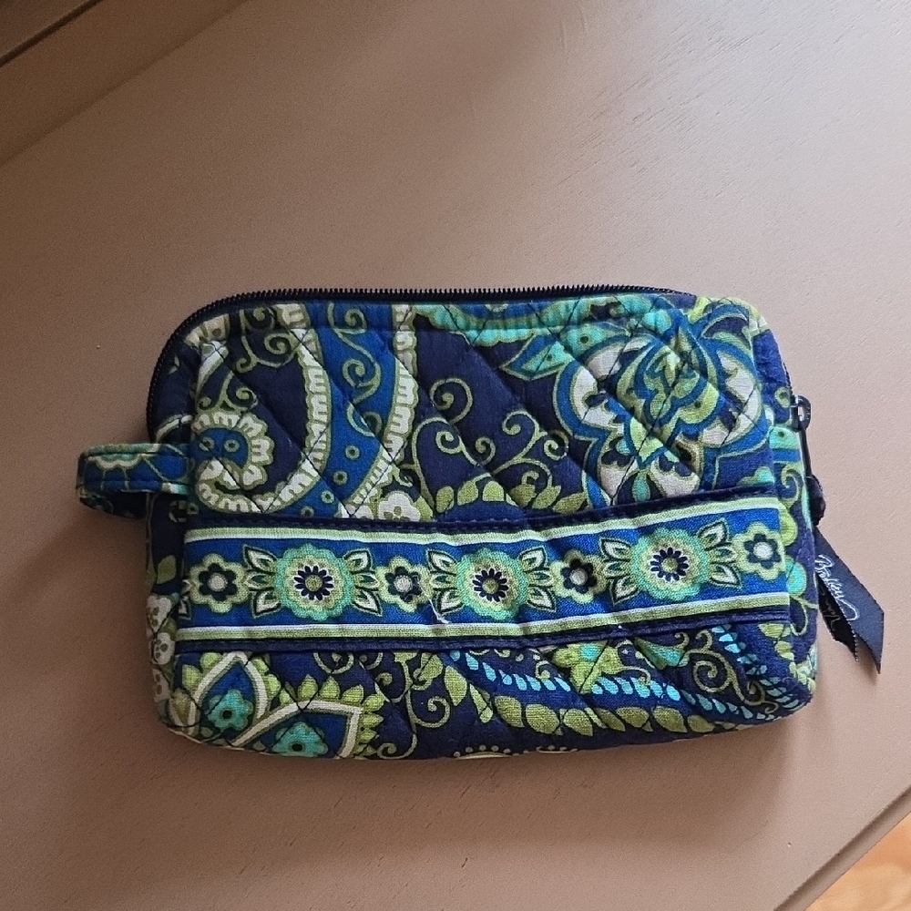 Vera Bradley Blue and Green Paisley Cosmetic Case